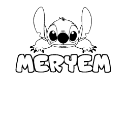 Coloriage prénom MERYEM - décor Stitch