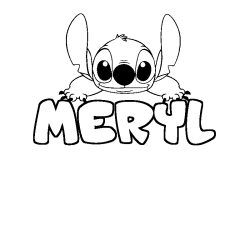 Coloriage prénom MERYL - décor Stitch