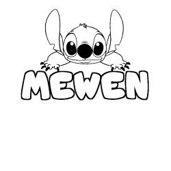 Coloriage prénom MEWEN - décor Stitch