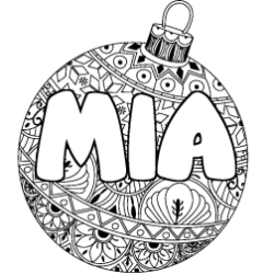 Coloriage pr&eacute;nom MIA - d&eacute;cor Boule de No&euml;l
