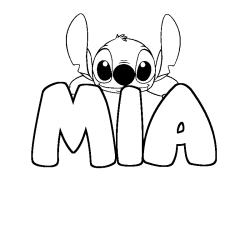 Coloriage prénom MIA - décor Stitch