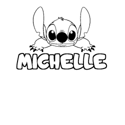 Coloriage prénom MICHELLE - décor Stitch