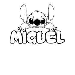 Coloriage prénom MIGUEL - décor Stitch