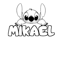 Coloriage prénom MIKAEL - décor Stitch