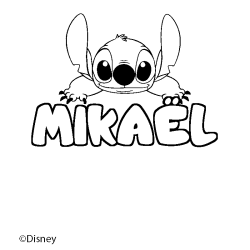 Coloriage pr&eacute;nom MIKA&Euml;L - d&eacute;cor Stitch