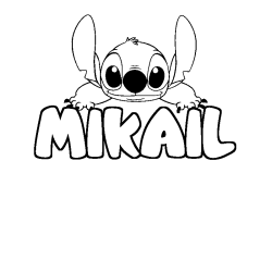 Coloriage prénom MIKAIL - décor Stitch
