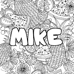 Coloriage prénom MIKE - décor Mandala fruits
