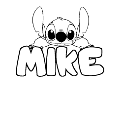 Coloriage prénom MIKE - décor Stitch