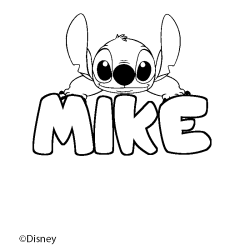 Coloriage pr&eacute;nom MIKE - d&eacute;cor Stitch