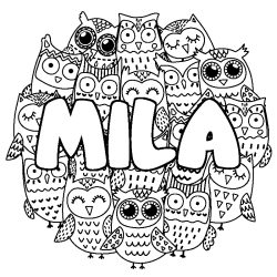 Coloriage MILA - d&eacute;cor Chouettes