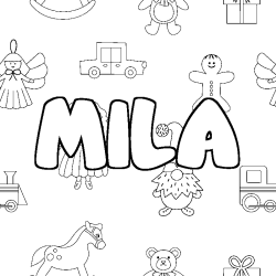 Coloriage MILA - d&eacute;cor Jouets