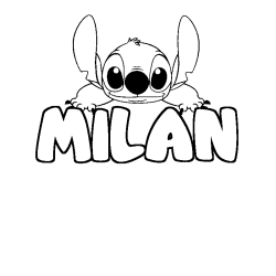 Coloriage prénom MILAN - décor Stitch