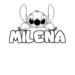 Coloriage prénom MILENA - décor Stitch