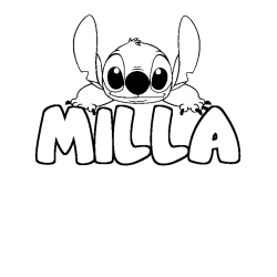 Coloriage prénom MILLA - décor Stitch