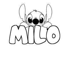 Coloriage prénom MILO - décor Stitch