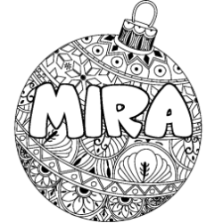 Coloriage pr&eacute;nom MIRA - d&eacute;cor Boule de No&euml;l