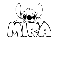 Coloriage prénom MIRA - décor Stitch