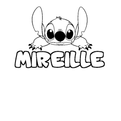Coloriage prénom MIREILLE - décor Stitch