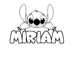 Coloriage prénom MIRIAM - décor Stitch