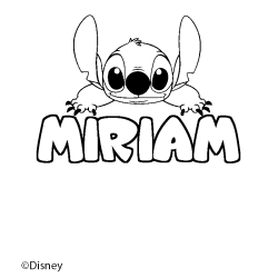 Coloriage pr&eacute;nom MIRIAM - d&eacute;cor Stitch