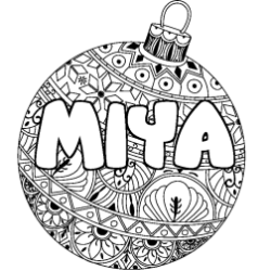 Coloriage prénom MIYA - décor Boule de Noël