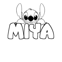 Coloriage prénom MIYA - décor Stitch