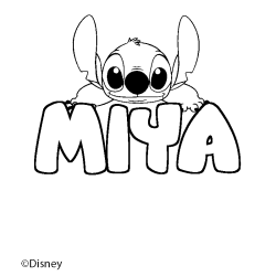 Coloriage pr&eacute;nom MIYA - d&eacute;cor Stitch