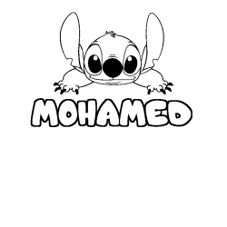 Coloriage prénom MOHAMED - décor Stitch