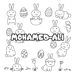 Coloriage pr&eacute;nom MOHAMED-ALI - d&eacute;cor Paques