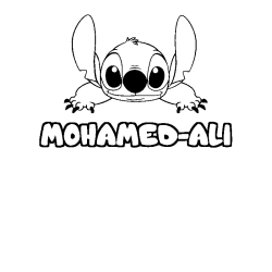 Coloriage prénom MOHAMED-ALI - décor Stitch