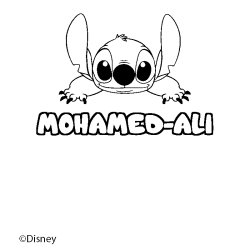 Coloriage pr&eacute;nom MOHAMED-ALI - d&eacute;cor Stitch