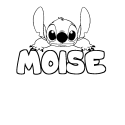 Coloriage prénom MOISE - décor Stitch