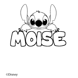 Coloriage pr&eacute;nom MOISE - d&eacute;cor Stitch