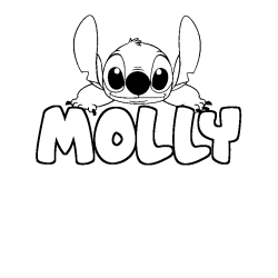 Coloriage prénom MOLLY - décor Stitch