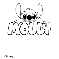 Coloriage pr&eacute;nom MOLLY - d&eacute;cor Stitch
