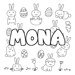 Coloriage MONA - d&eacute;cor Paques