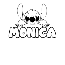 Coloriage prénom MONICA - décor Stitch