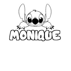 Coloriage prénom MONIQUE - décor Stitch