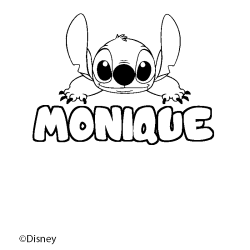 Coloriage pr&eacute;nom MONIQUE - d&eacute;cor Stitch