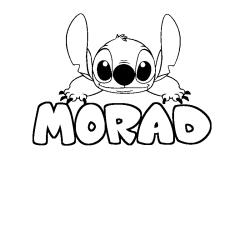 Coloriage prénom MORAD - décor Stitch