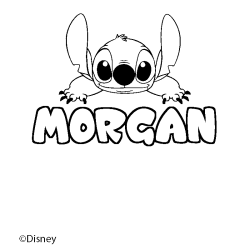 Coloriage pr&eacute;nom MORGAN - d&eacute;cor Stitch
