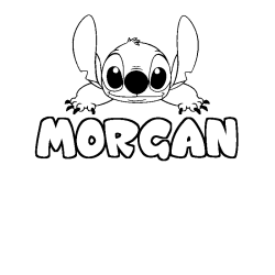 Coloriage prénom MORGAN - décor Stitch