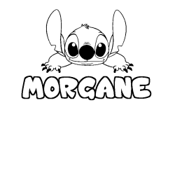 Coloriage prénom MORGANE - décor Stitch