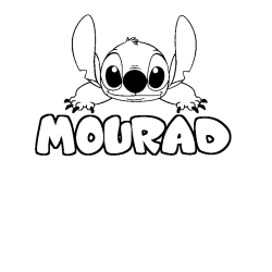 Coloriage prénom MOURAD - décor Stitch