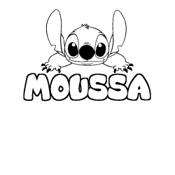 Coloriage prénom MOUSSA - décor Stitch