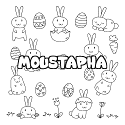 Coloriage pr&eacute;nom MOUSTAPHA - d&eacute;cor Paques