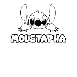 Coloriage prénom MOUSTAPHA - décor Stitch