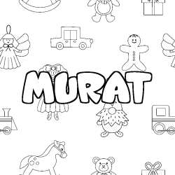 Coloriage prénom MURAT - décor Jouets