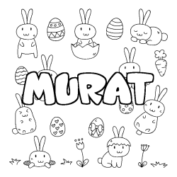 Coloriage pr&eacute;nom MURAT - d&eacute;cor Paques