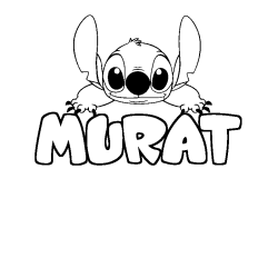 Coloriage prénom MURAT - décor Stitch
